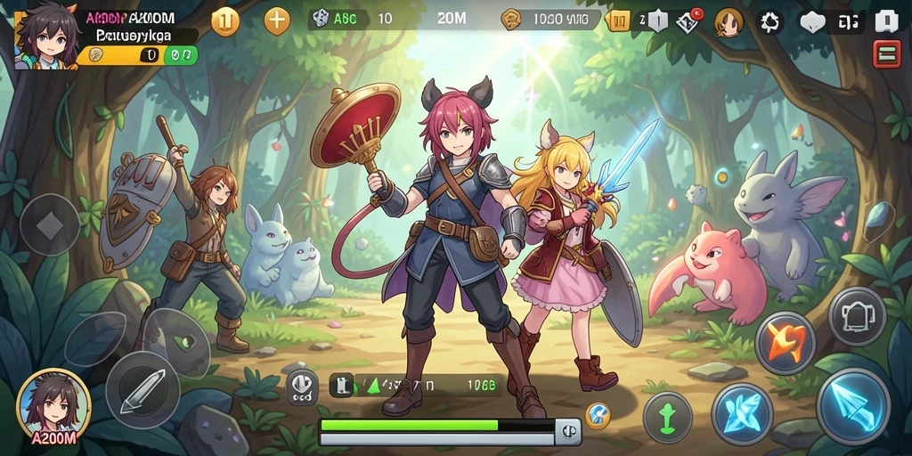 Tampilan menarik dari gameplay A200M yang penuh warna dan karakter Anime.