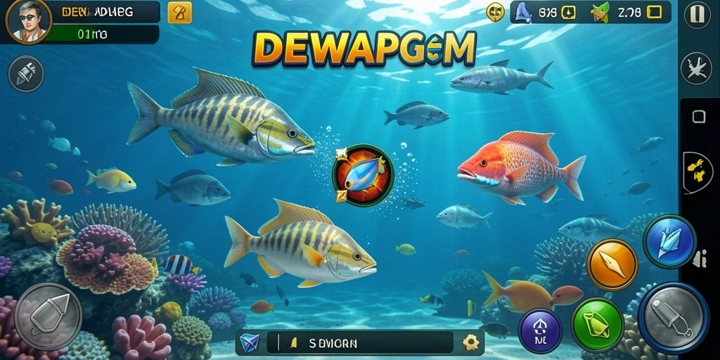 Tampilan gameplay DEWAPG dengan aksi Tembak Ikan yang seru.