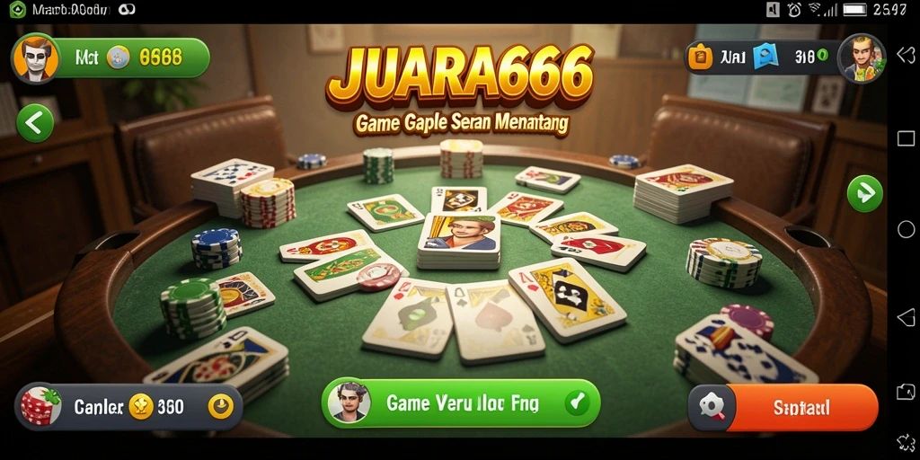 Tampilan screenshot JUARA666 yang menampilkan serunya permainan Gaple.