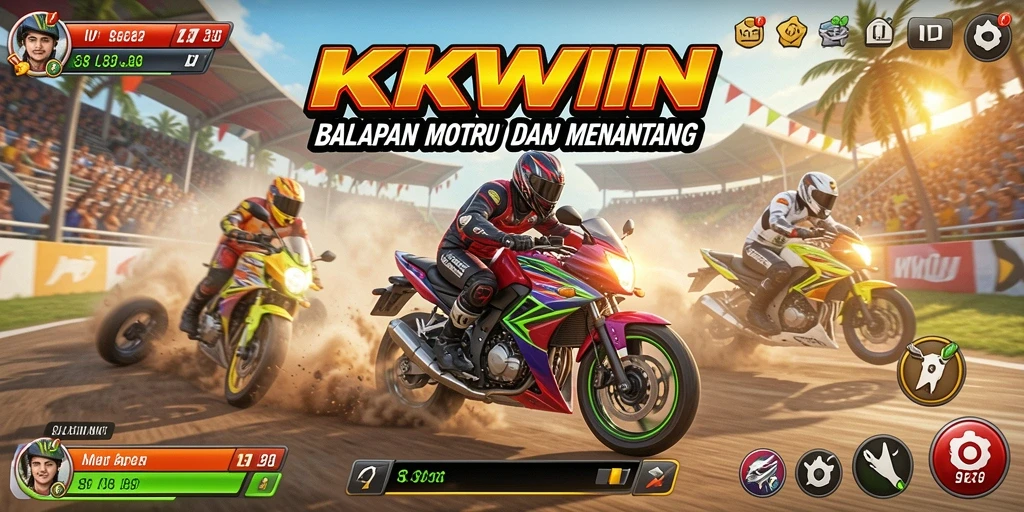 Tampilan gameplay balapan motor yang seru dan menantang.