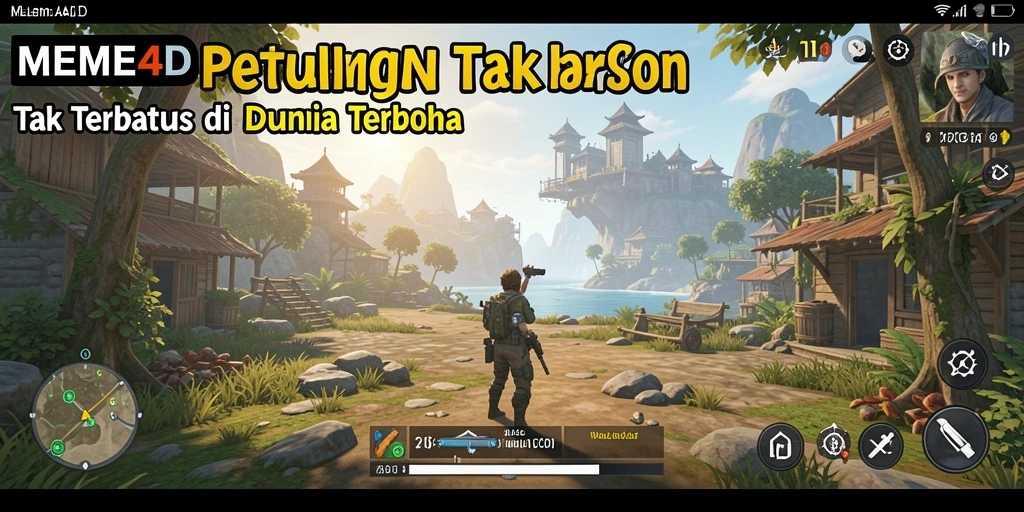 Tangkapan layar utama dari gameplay MEME4D yang menarik di dunia terbuka.
