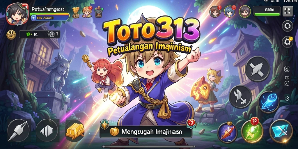 Screenshot gameplay TOTO313 menampilkan karakter anime beraksi di dunia yang menakjubkan.